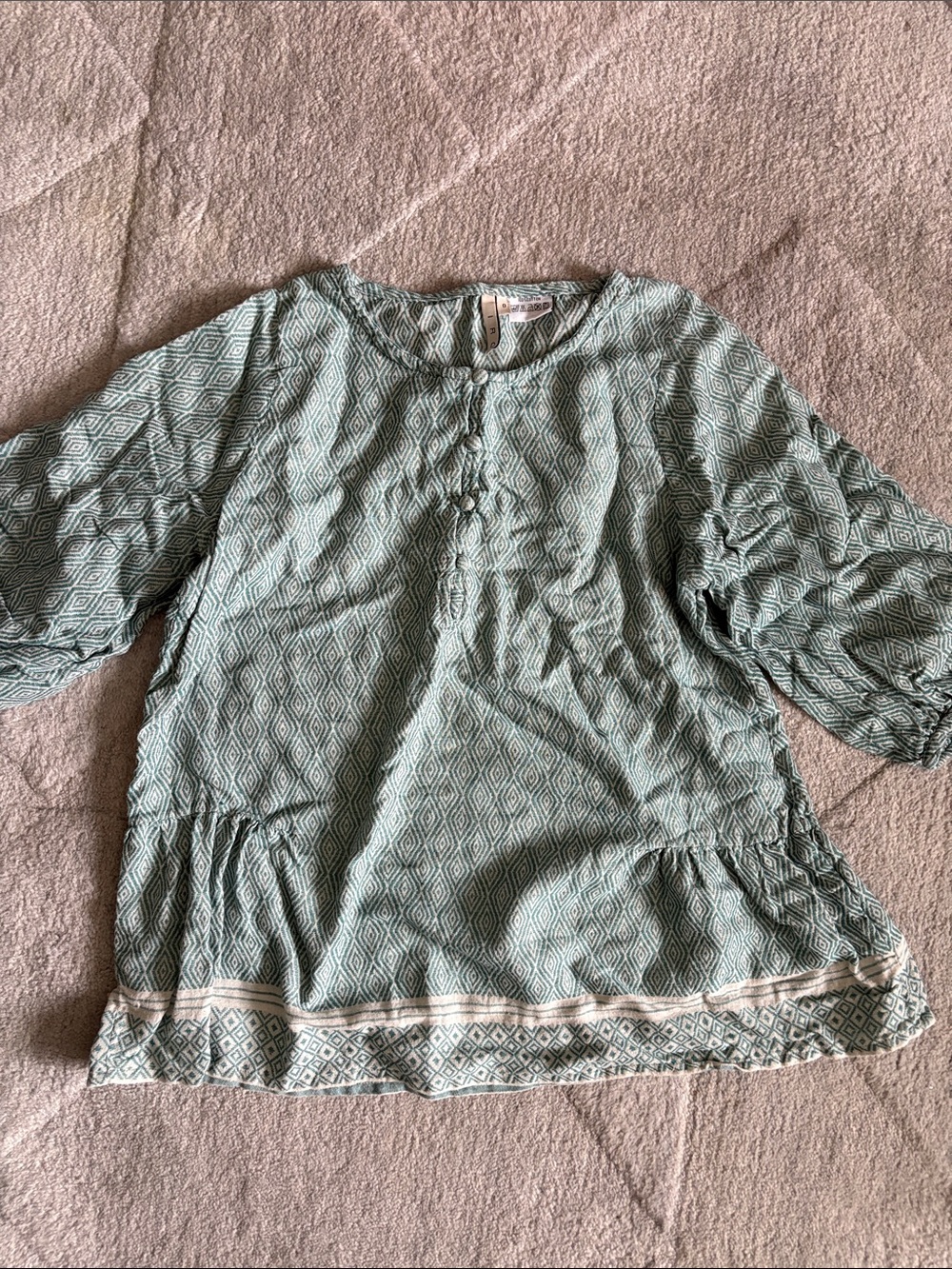 Iro Green Patterned Peasant Top